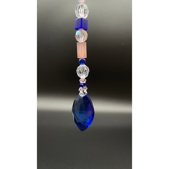 Beaded Suncatcher Pink Blue Crystal Prism Hanging Patio Decor Yard Art Tree - Picture 8 of 10